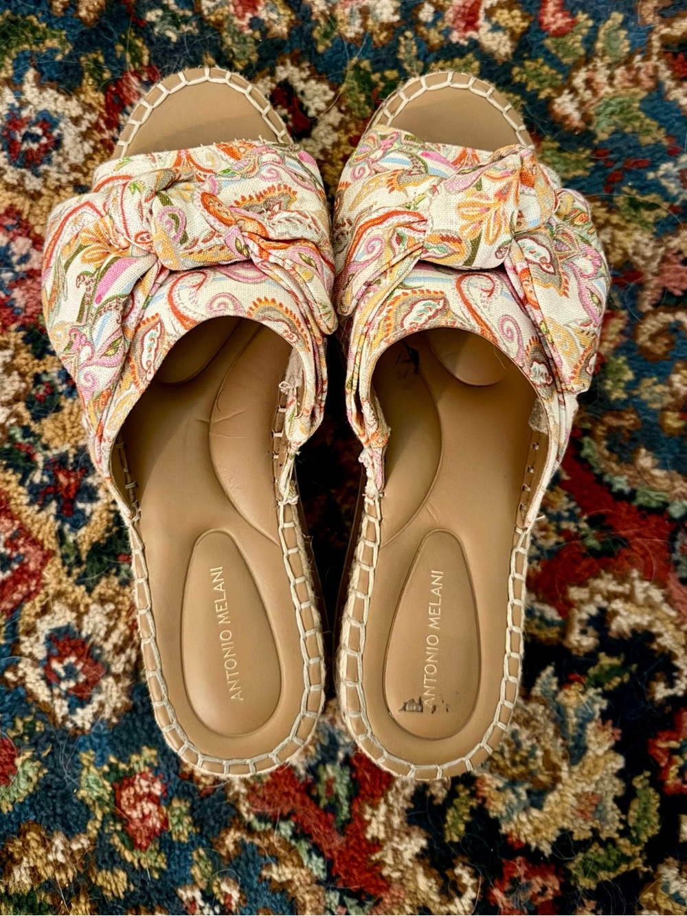 ANTONIO MELANI Paisley Knot Espadrille Slides Size 8